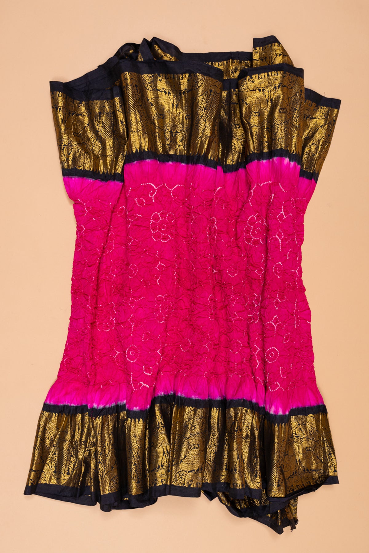 Kanchipuram Silk Bandhani Pink Saree