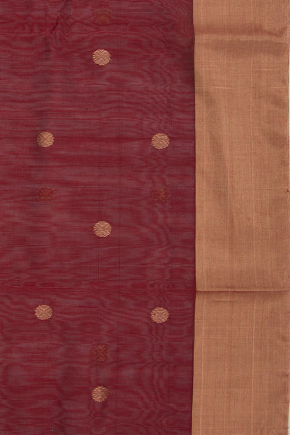 Chanderi Cotton Butta Maroon Saree