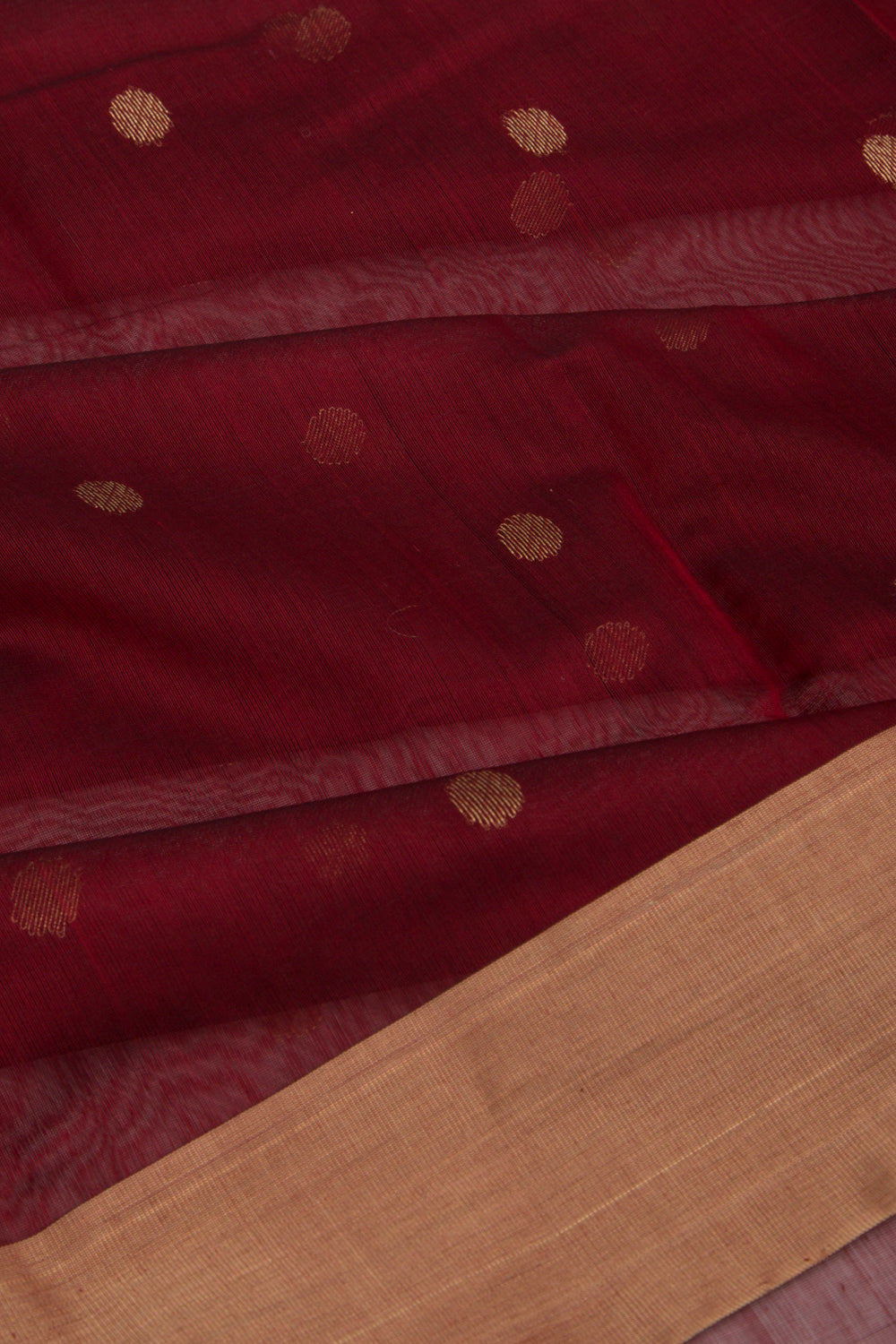 Chanderi Cotton Butta Maroon Saree