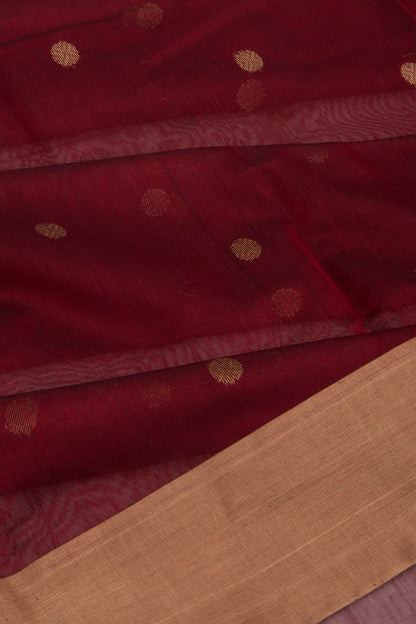 Chanderi Cotton Butta Maroon Saree