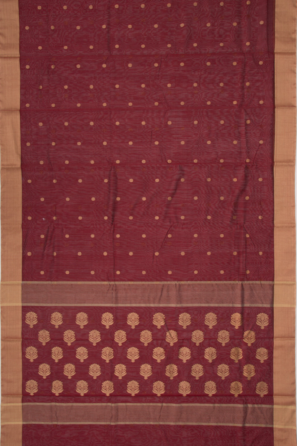 Chanderi Cotton Butta Maroon Saree