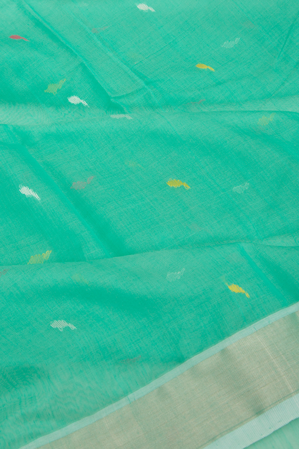 Chanderi Cotton Butta Sea Green Saree