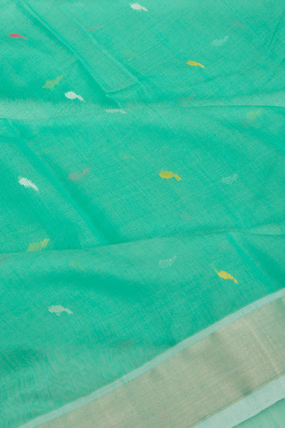 Chanderi Cotton Butta Sea Green Saree