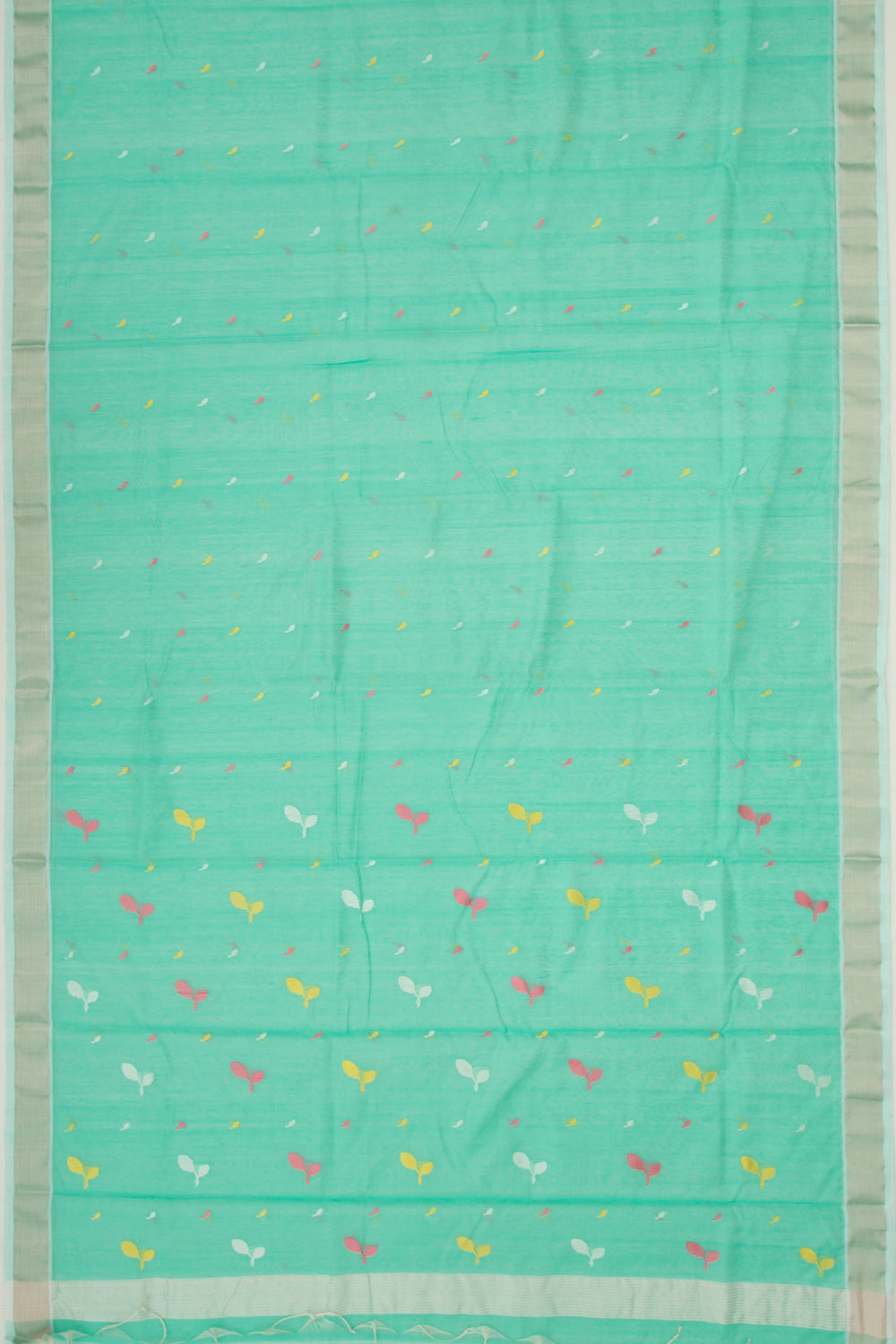 Chanderi Cotton Butta Sea Green Saree