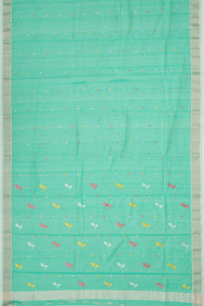 Chanderi Cotton Butta Sea Green Saree