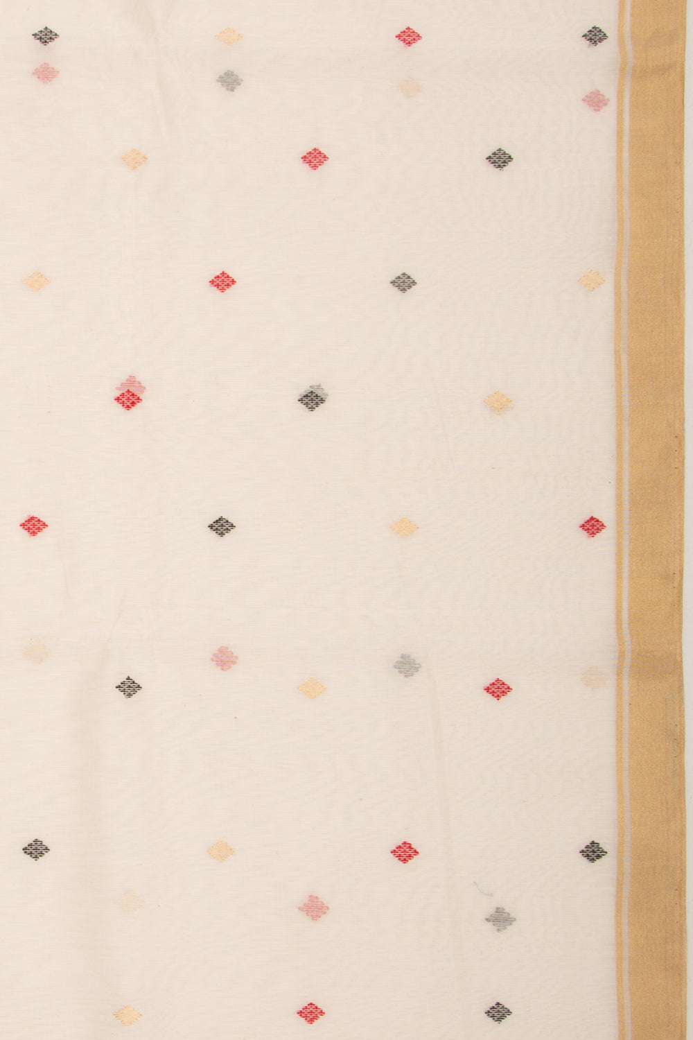 Chanderi Cotton Butta Off White Saree