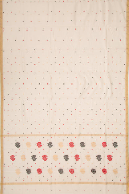 Chanderi Cotton Butta Off White Saree