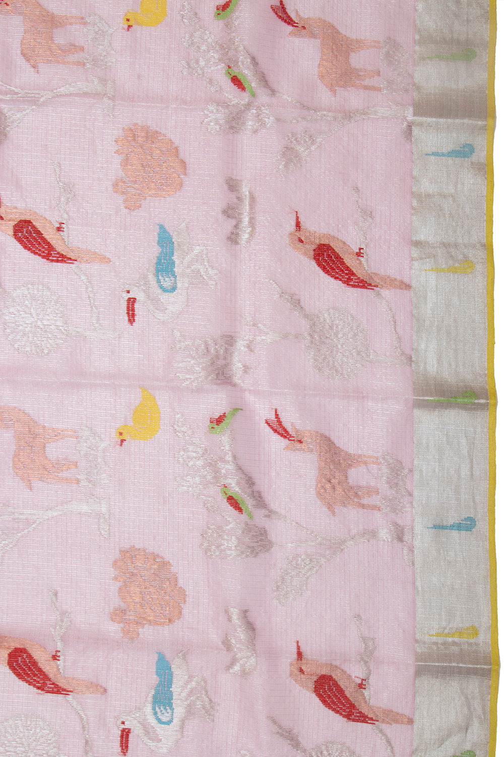 Kota Silk Tissue Jamdani Jaal Baby Pink Saree