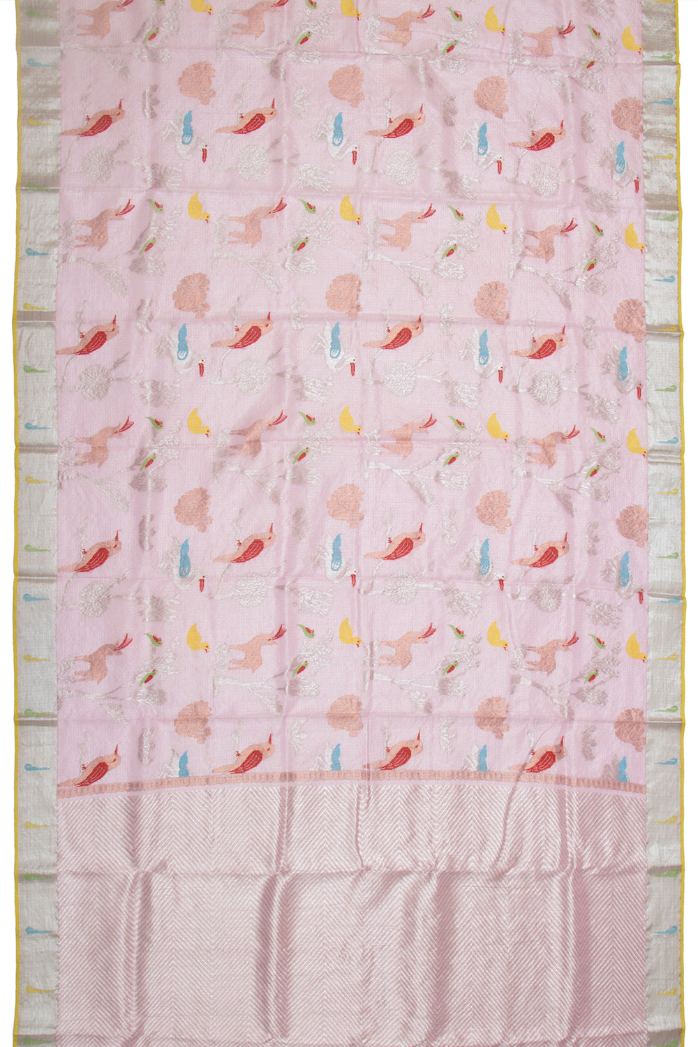 Kota Silk Tissue Jamdani Jaal Baby Pink Saree