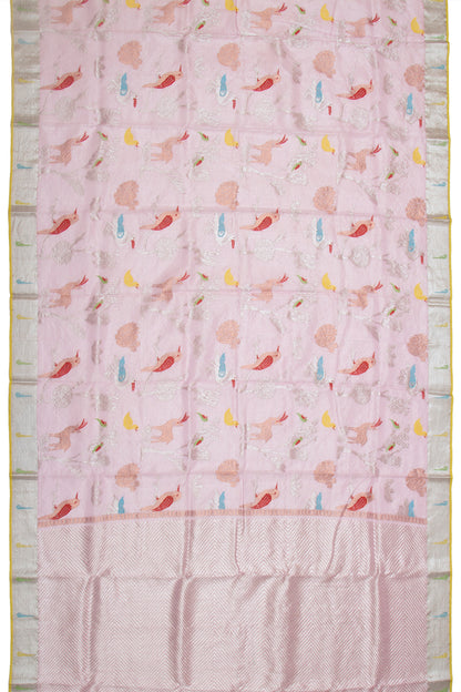 Kota Silk Tissue Jamdani Jaal Baby Pink Saree