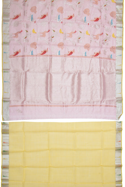 Kota Silk Tissue Jamdani Jaal Baby Pink Saree