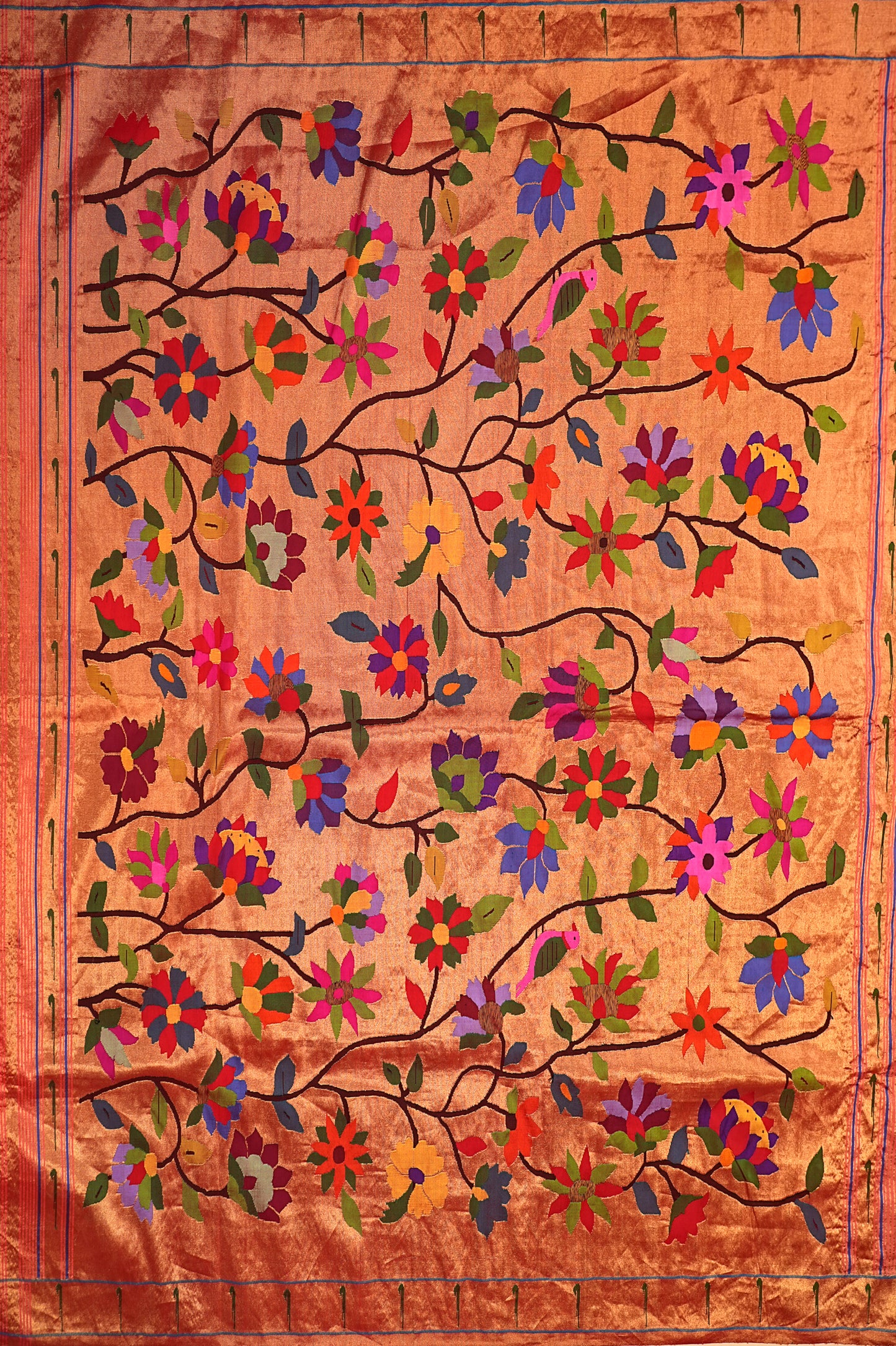 Paithani Silk All Over Jaal Peach Saree