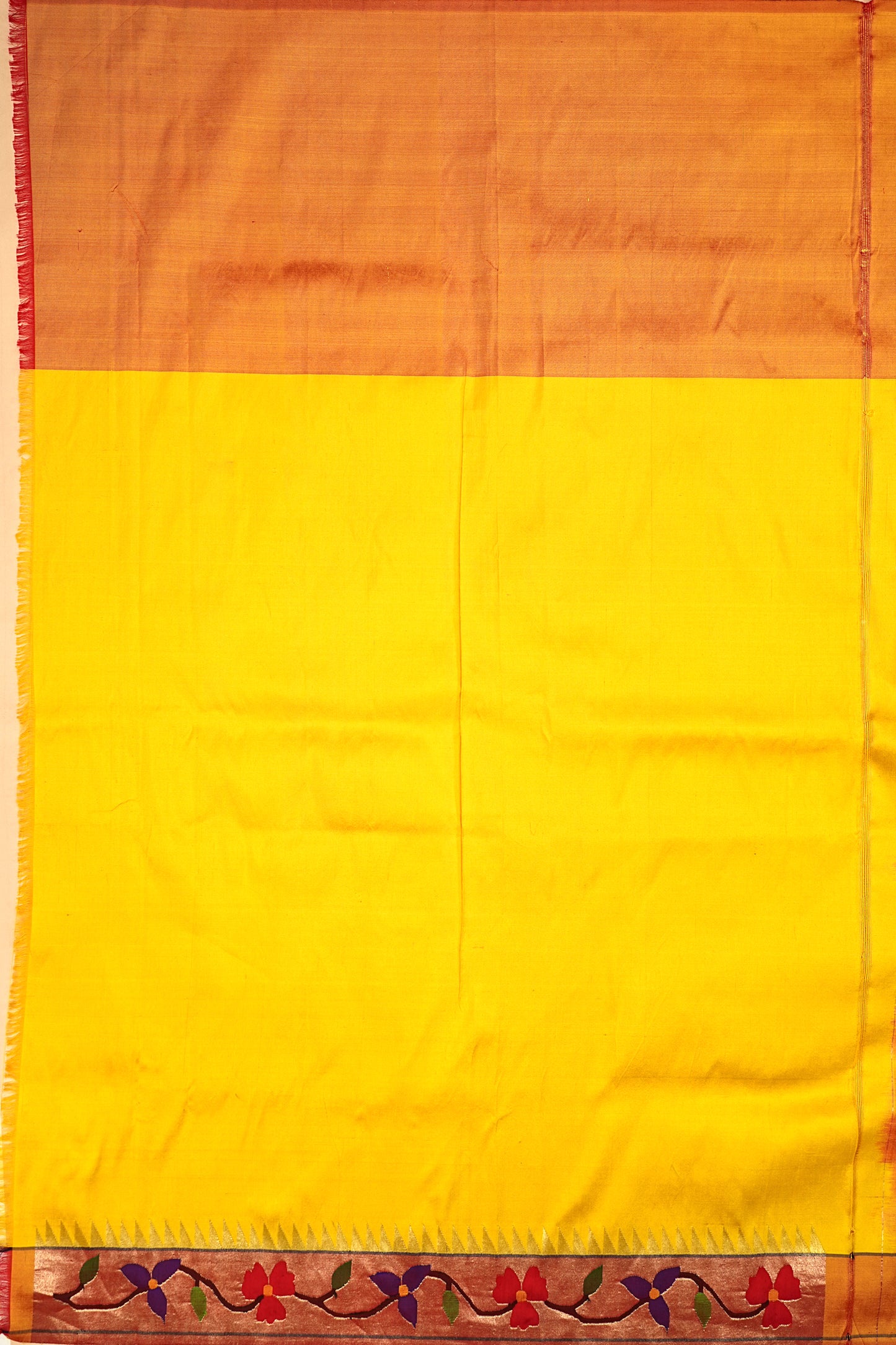 Paithani Silk Butta Lemon Yellow Saree