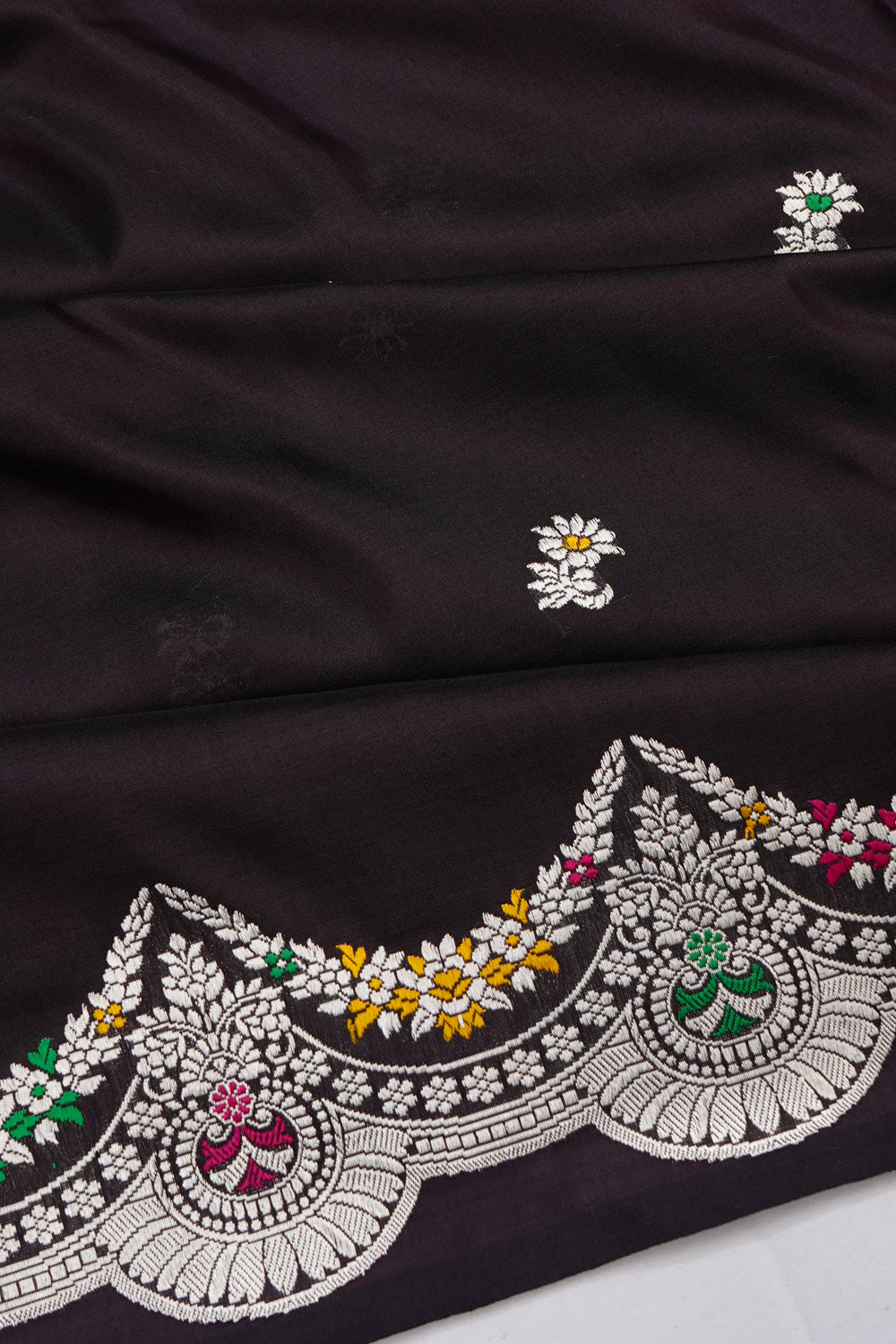 Banarasi Silk Butta Choco Brown Saree
