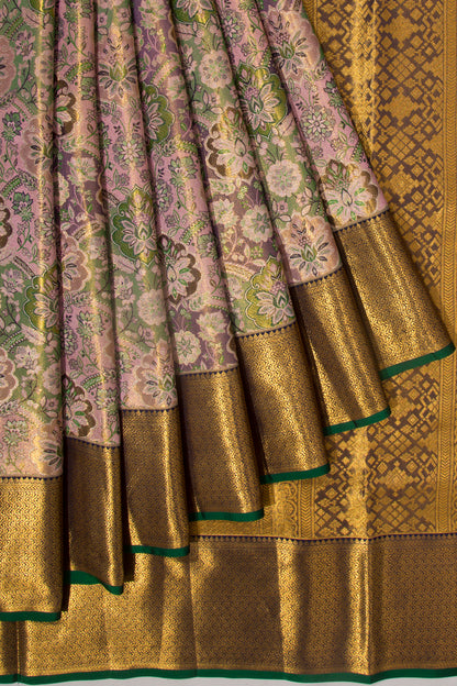 Kanchipuram Silk Tissue Brocade Pink Saree
