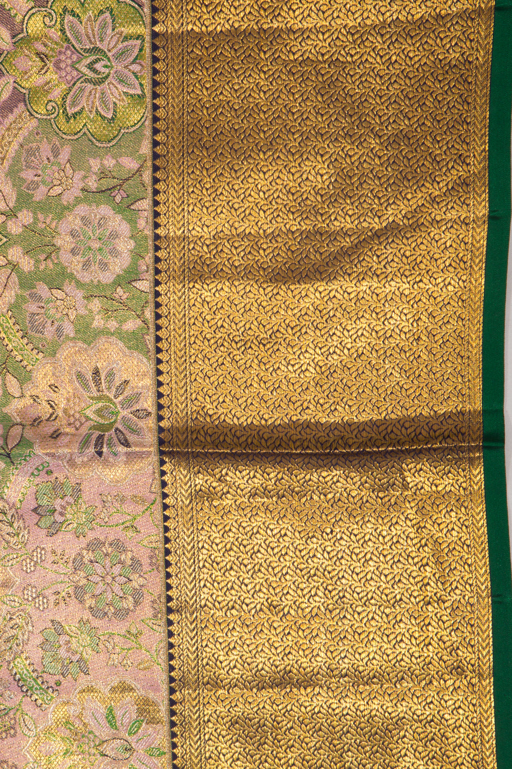 Kanchipuram Silk Tissue Brocade Pink Saree