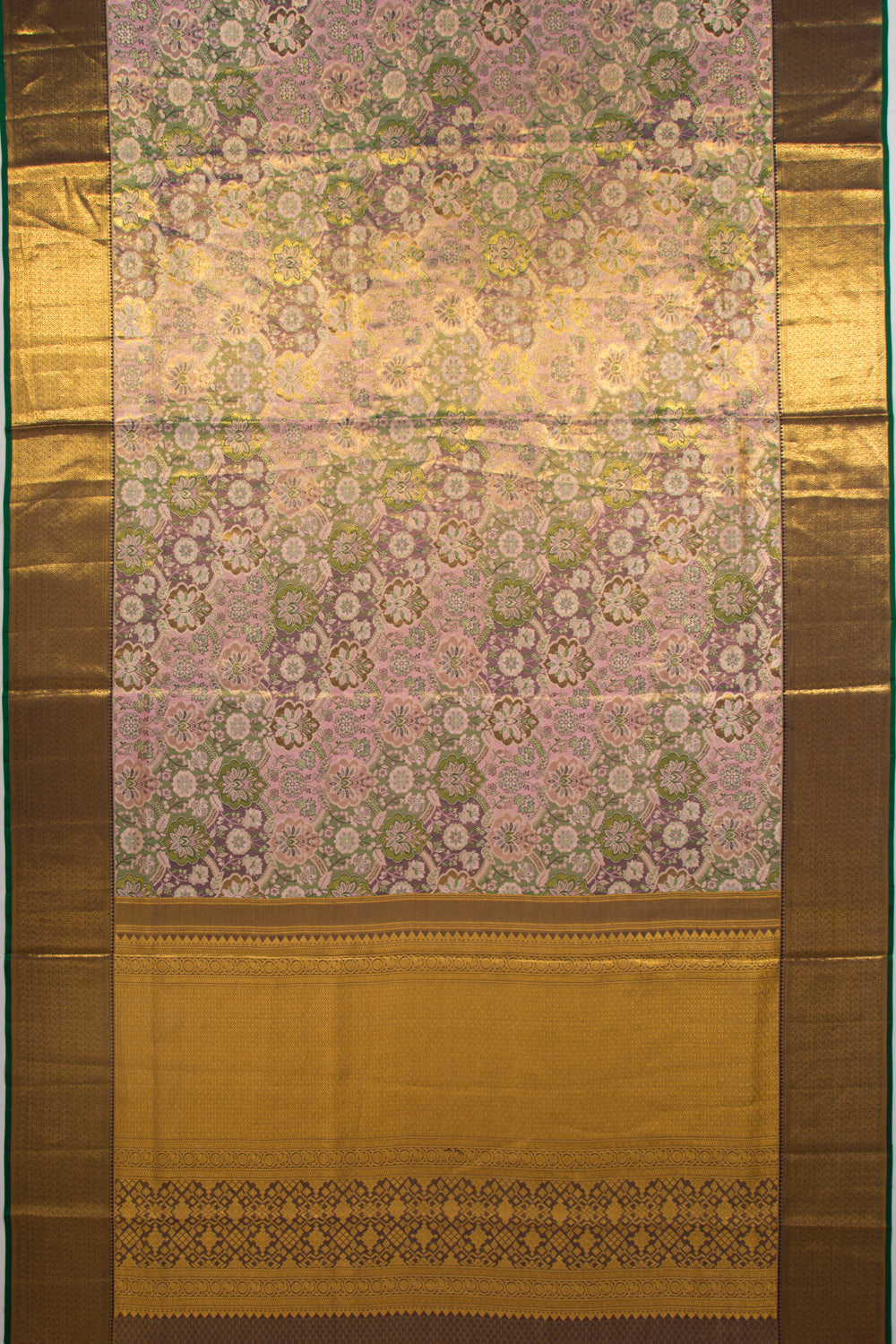 Kanchipuram Silk Tissue Brocade Pink Saree