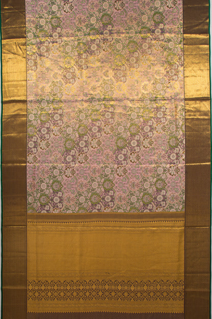 Kanchipuram Silk Tissue Brocade Pink Saree