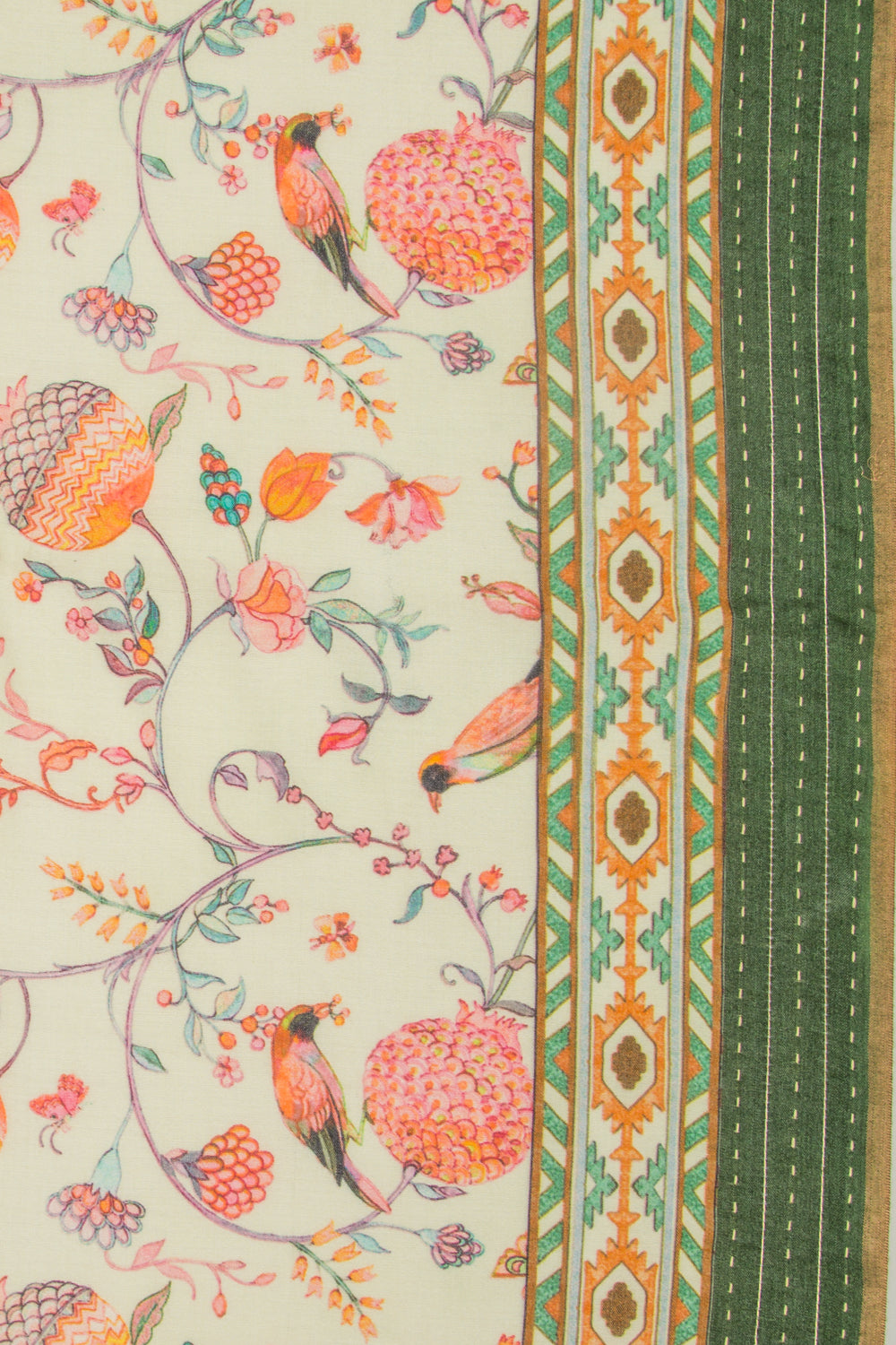 Tussar Floral Printed Pastel Green Saree