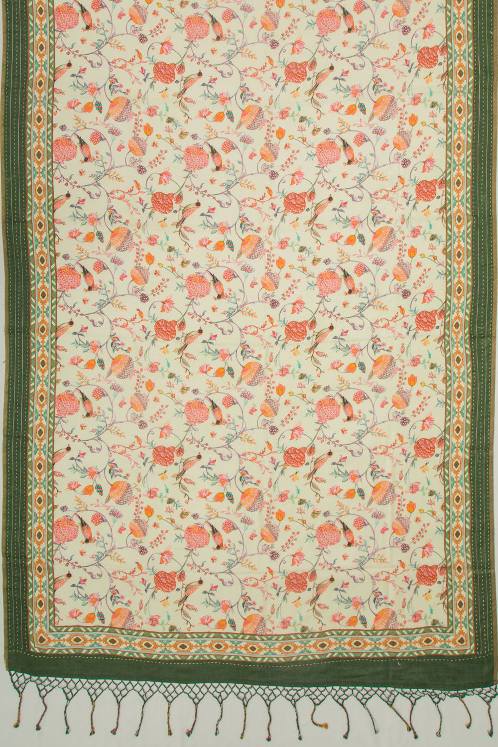 Tussar Floral Printed Pastel Green Saree