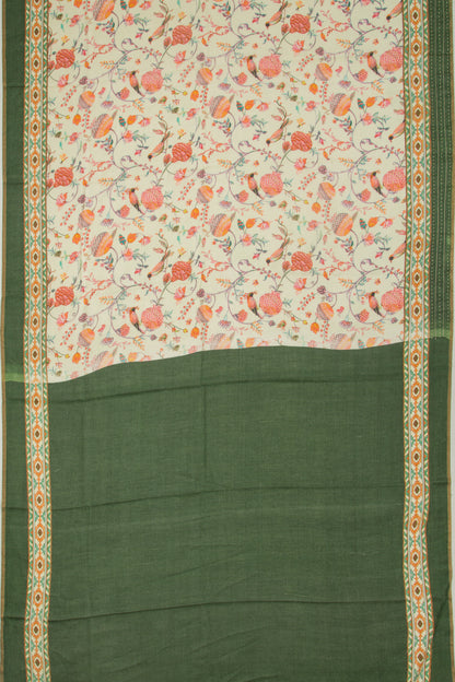 Tussar Floral Printed Pastel Green Saree