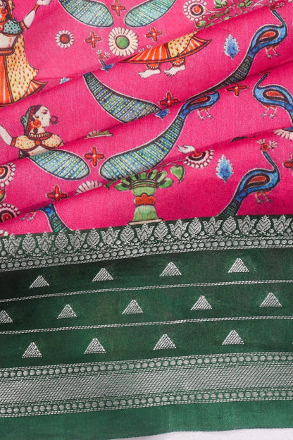 Kankatala Chanderi Silk Printed Pink Saree g2