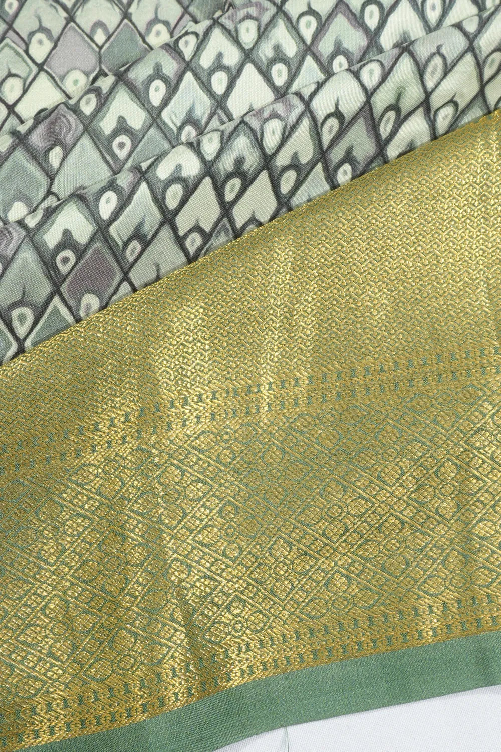 Kanchipuram Silk Floral Printed Grey Saree