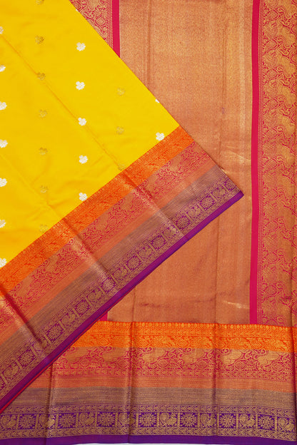 Kanchipuram Silk Twill Butta Yellow Saree