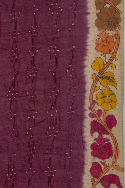 Chiniya Silk Bandhani And Kalamkari Snuff Saree