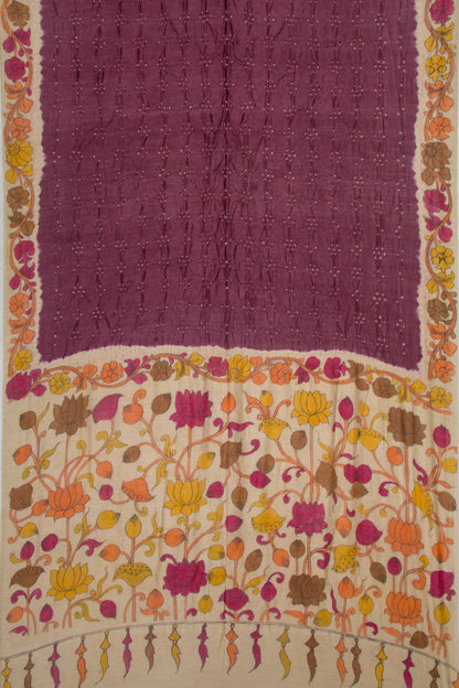 Chiniya Silk Bandhani And Kalamkari Snuff Saree