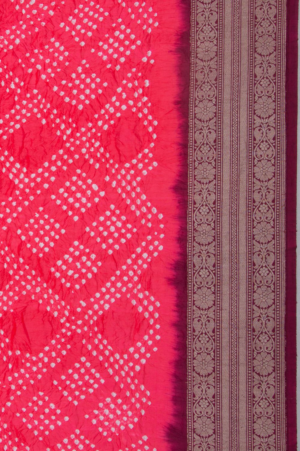 Chiniya Silk Bandhani Pink Saree