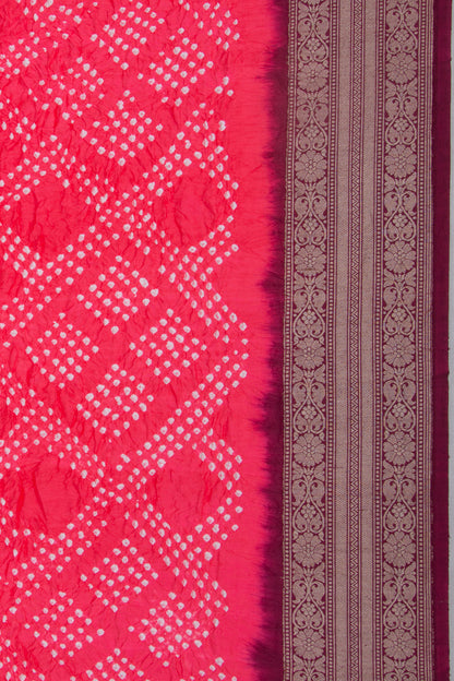 Chiniya Silk Bandhani Pink Saree