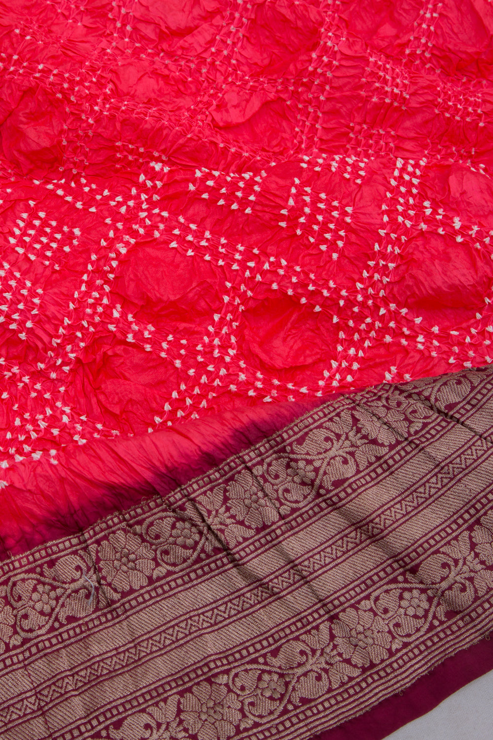 Chiniya Silk Bandhani Pink Saree