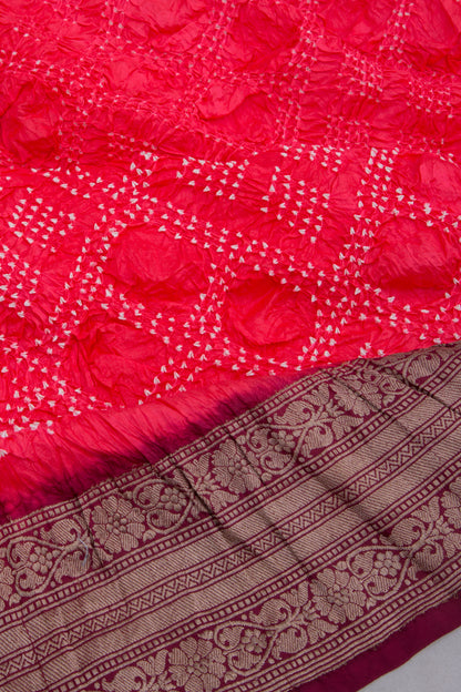 Chiniya Silk Bandhani Pink Saree