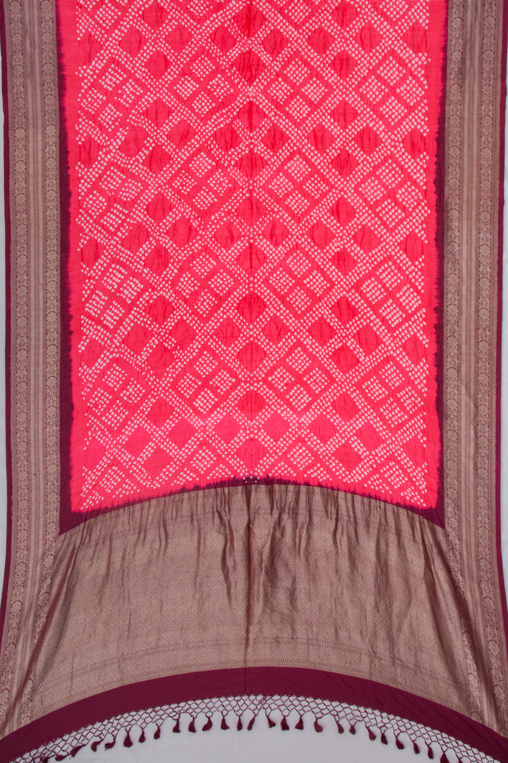 Chiniya Silk Bandhani Pink Saree