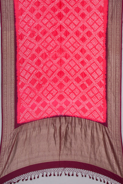 Chiniya Silk Bandhani Pink Saree