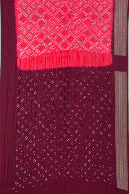Chiniya Silk Bandhani Pink Saree