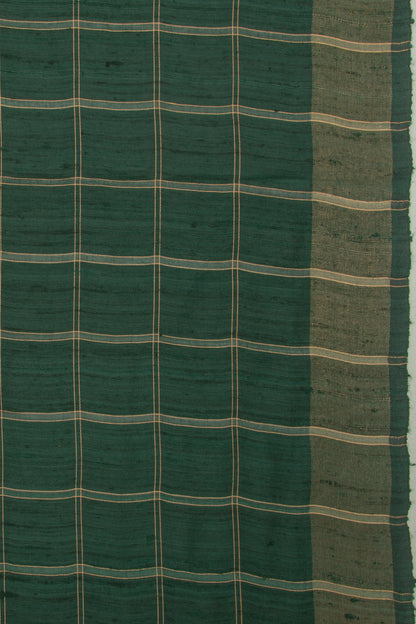 Tussar Checks Green Saree