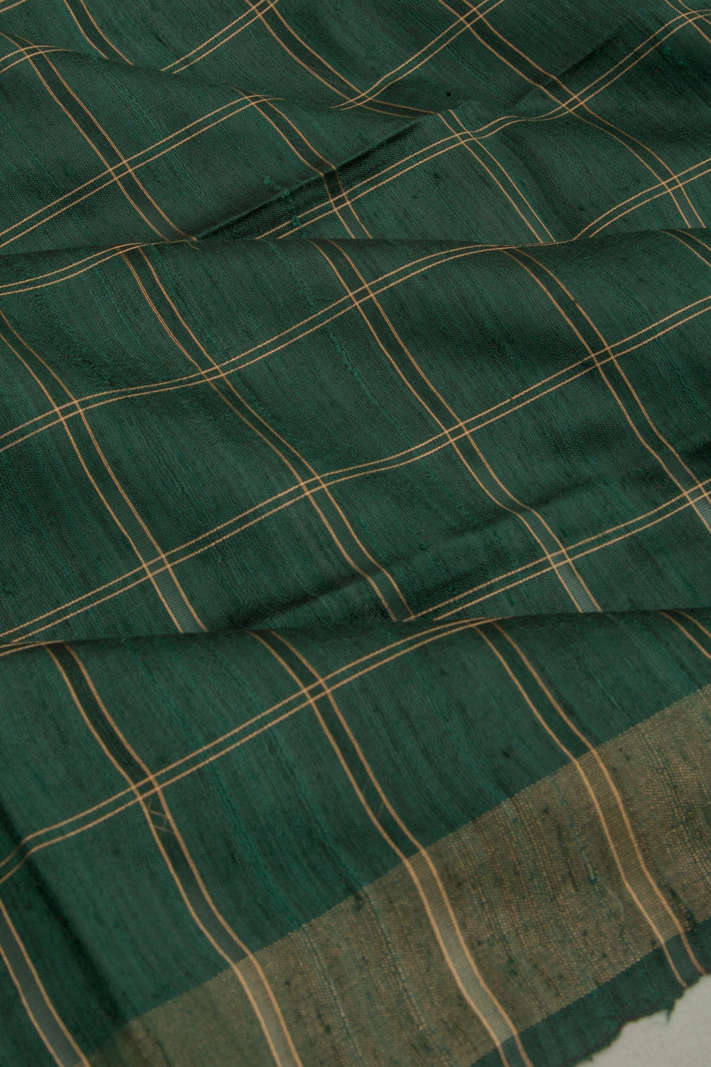 Tussar Checks Green Saree