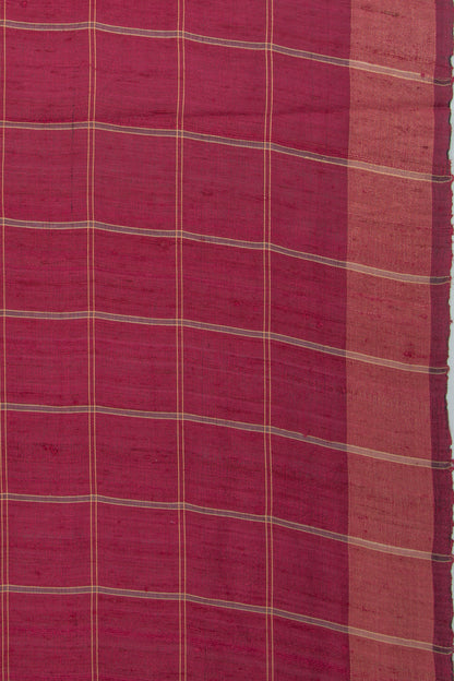 Tussar Checks Burgundy Saree