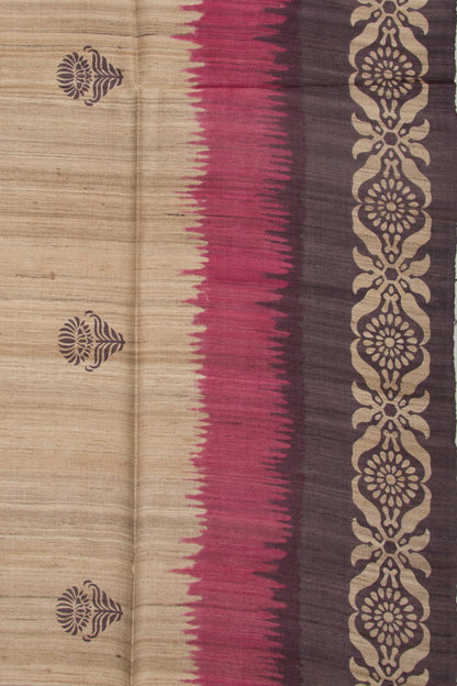 Tussar Butta Beige Saree