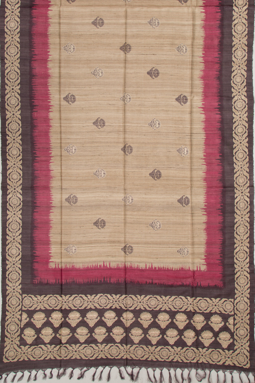 Tussar Butta Beige Saree
