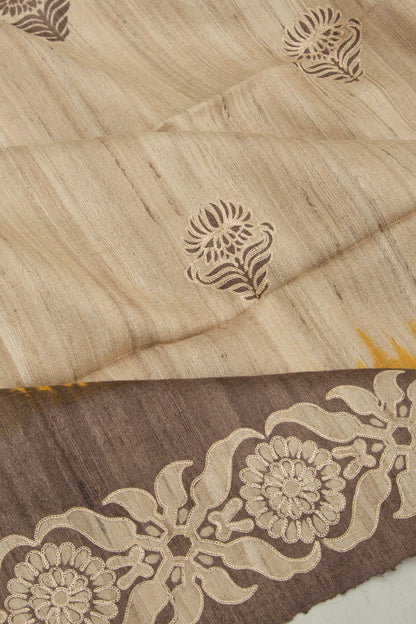 Tussar Butta Beige Saree