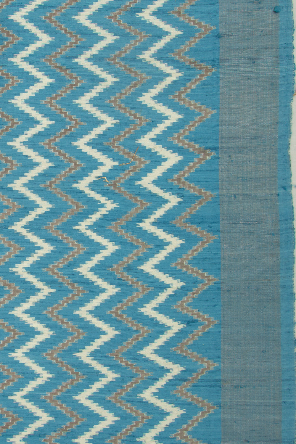 Tussar Zig-Zag Lines Blue Saree