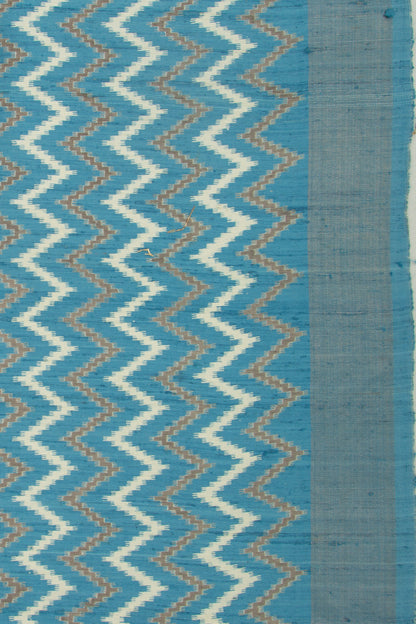 Tussar Zig-Zag Lines Blue Saree