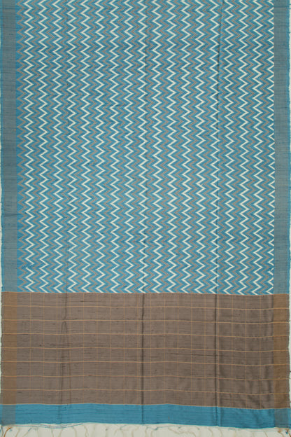 Tussar Zig-Zag Lines Blue Saree