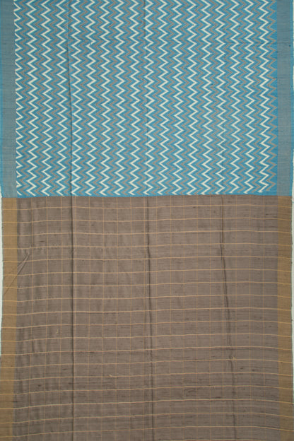 Tussar Zig-Zag Lines Blue Saree