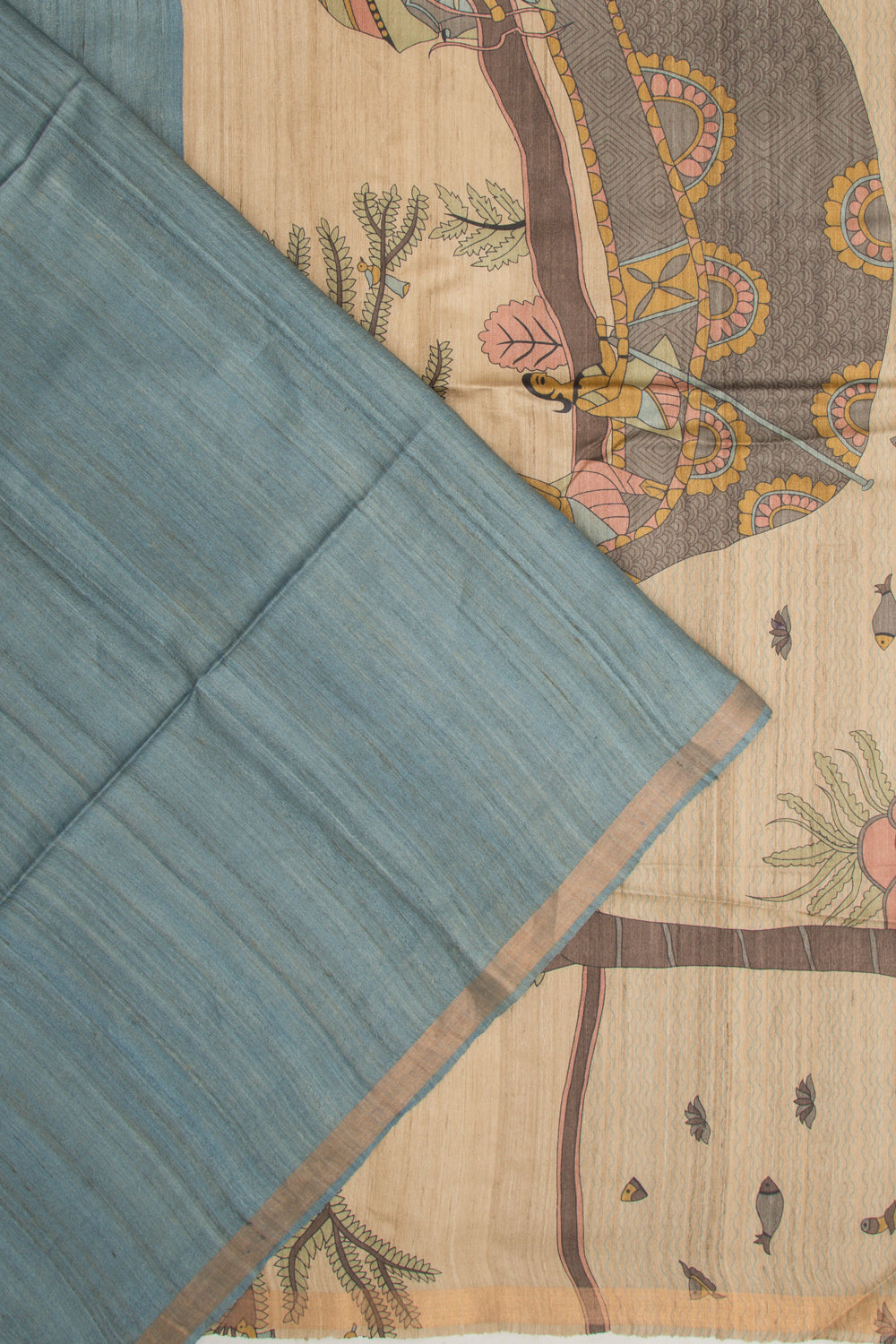 Tussar Plain Elephant Grey Saree