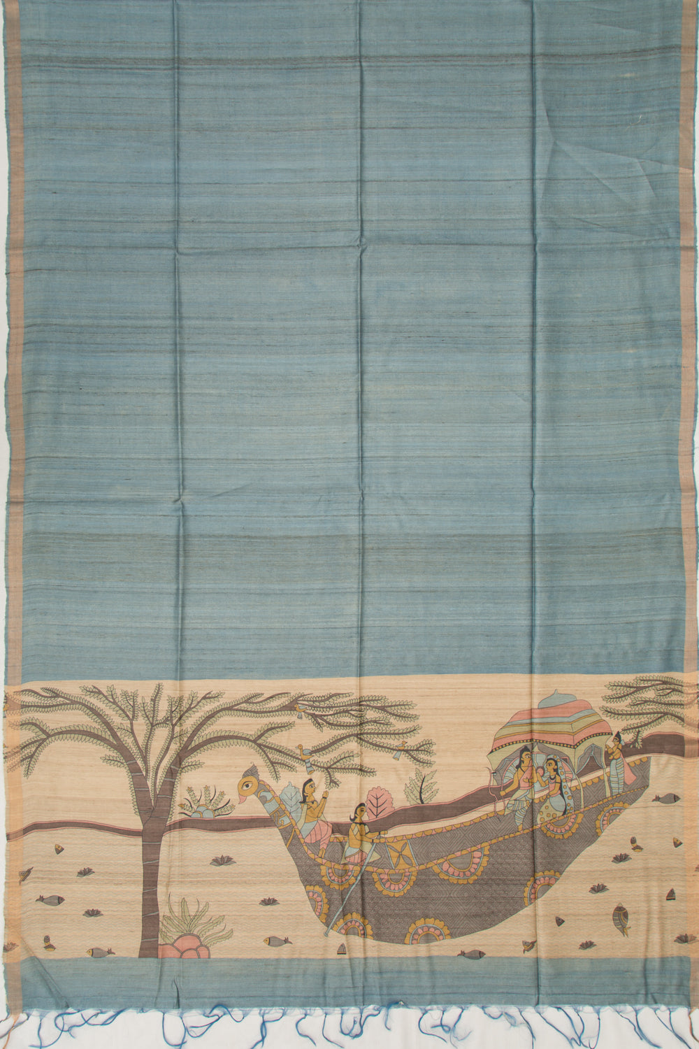Tussar Plain Elephant Grey Saree