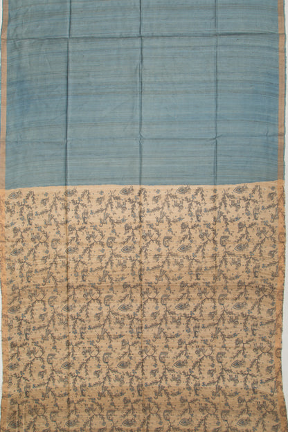 Tussar Plain Elephant Grey Saree